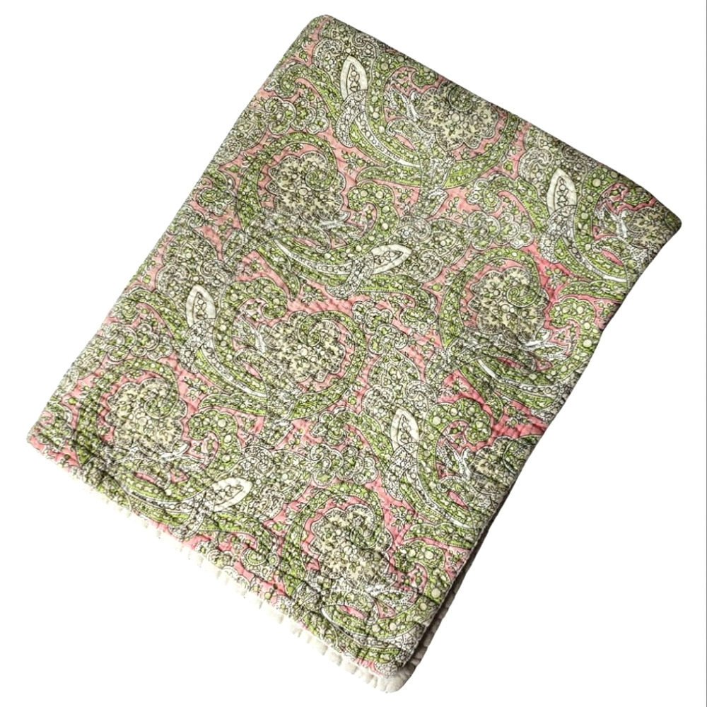 Vintage Laura Ashley Standard Pillow Shams Paisley Quilted Cottage Shabby Chic 2